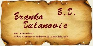 Branko Dulanović vizit kartica